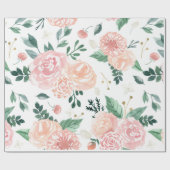 Bohoの結婚式の春の水彩画の花柄 ラッピングペーパー (フラット)