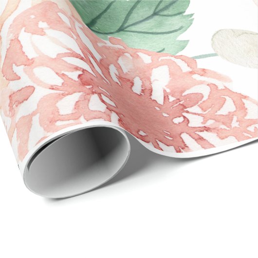 Bohoの結婚式の春の水彩画の花柄 ラッピングペーパー (ロールコーナー)