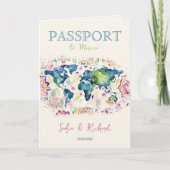 Bohoの結婚旅行先パスポートマカラフルップ 招待状 (正面)