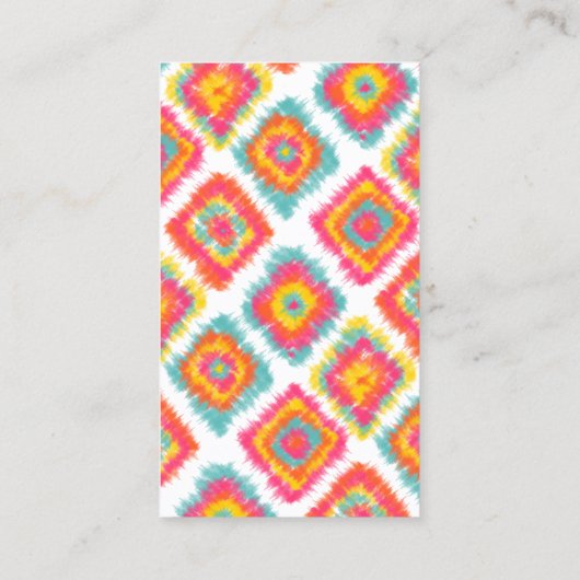 Bohoの絞り染めのピンクのティール（緑がかった色）の水彩画のヨガのインストラクター 名刺 (裏面)