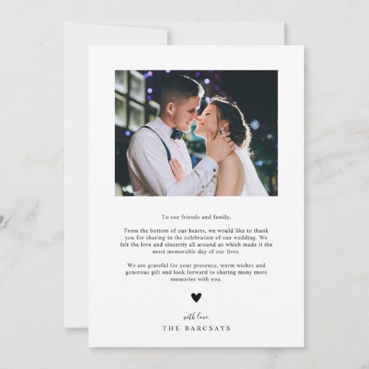 Bohoの縦型結婚写真ありがとう サンキューカード (裏面)