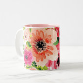 Bohoの美しいスタイルのカラフルな花柄|のマグ ツートーンマグカップ (正面左)