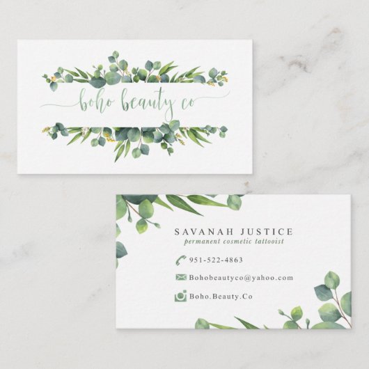 Bohoの美しいCoの名刺 名刺 (正面/裏面)