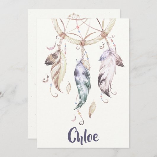 Bohoの羽の夢のキャッチャーの文房具 シーズンカード (正面/裏面)