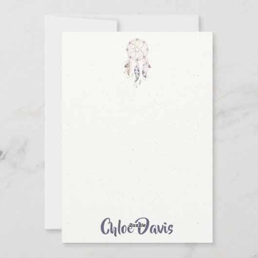 Bohoの羽の夢のキャッチャーの文房具 シーズンカード (裏面)