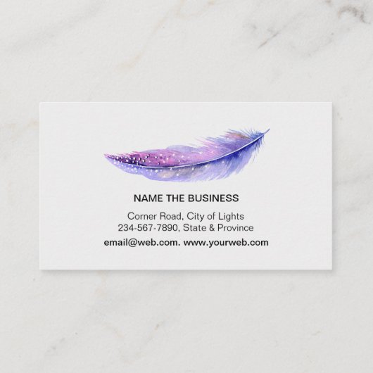 Bohoの羽の水彩画のボヘミアのヴィンテージの上品 名刺 (裏面)