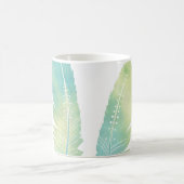 Bohoの羽の水彩画の緑および青 コーヒーマグカップ (中央)
