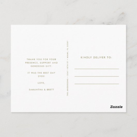 Bohoの航海の写結婚真ありがとう ポストカード (裏面)