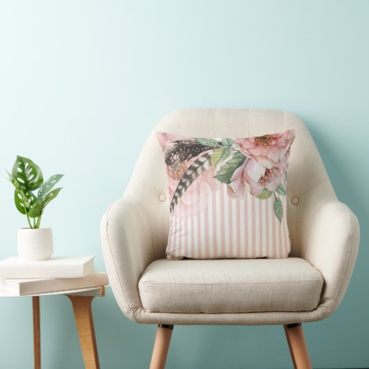 Bohoの花および羽 クッション (椅子)