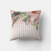 Bohoの花および羽 クッション (裏面)