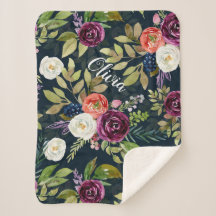 Bohoの花のカスタムな女の赤ちゃん毛布