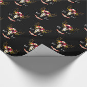 Bohoの花のスカルのボヘミアの花のヒッピーのギフトBull ラッピングペーパー (角)