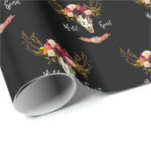 Bohoの花のスカルのボヘミアの花のヒッピーのギフトBull ラッピングペーパー (ロールコーナー)