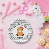 Bohoの花のトラの白黒ベビーシャワー ペーパープレート (パーティー)