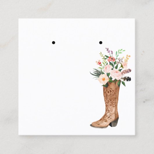 Bohoの花のブーツのイヤリングのジュエリーの表示カスタム スクエア名刺 (正面)