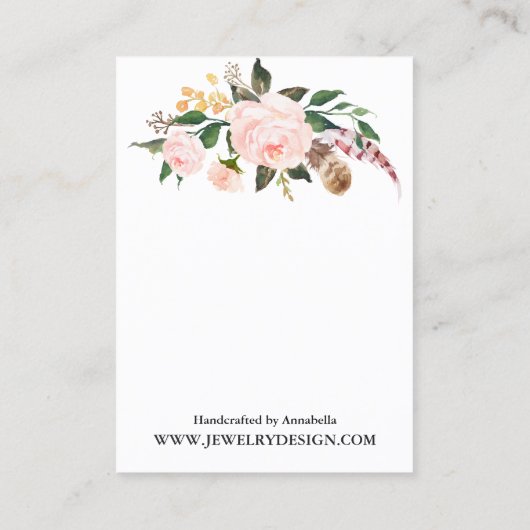 Bohoの花のブーツのイヤリングのジュエリーの表示カスタム 名刺 (裏面)