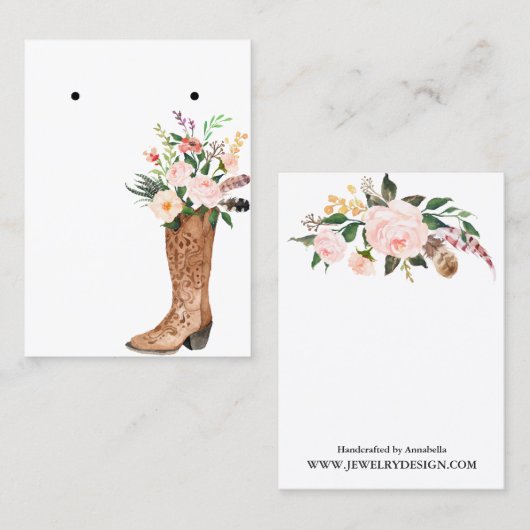 Bohoの花のブーツのイヤリングのジュエリーの表示カスタム 名刺 (正面/裏面)