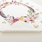 Bohoの花のベビーのマイル標石の月例Sherpa毛布 シェルパブランケット (3/4)