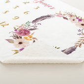 Bohoの花のベビーのマイル標石の月例Sherpa毛布 シェルパブランケット (3/4)