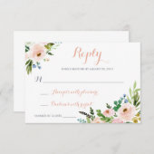 Bohoの花のモダンはカードRSVP答えます 出欠カード (正面/裏面)