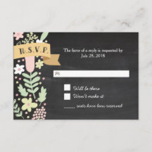 Bohoの花のリースの素朴な黒板の結婚式