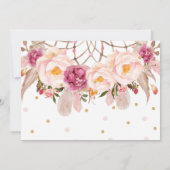 Bohoの花の夢のキャッチャーの第1誕生日の女の子の写真 招待状 (裏面)