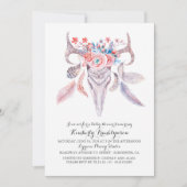 Bohoの花の水彩画のスカルのベビーシャワー 招待状 (正面)