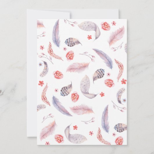 Bohoの花の水彩画のスカルのベビーシャワー 招待状 (裏面)