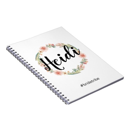 Bohoの花の水彩画の色彩の鮮やかな新婦付添人のノート ノートブック (右側)
