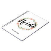 Bohoの花の水彩画の色彩の鮮やかな新婦付添人のノート ノートブック (左側)