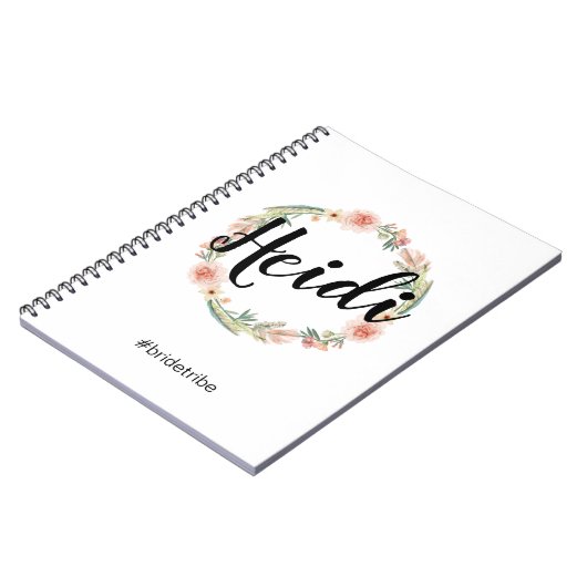 Bohoの花の水彩画の色彩の鮮やかな新婦付添人のノート ノートブック (左側)