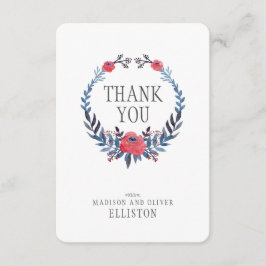 Bohoの花の水彩画の赤いバラは|感謝していしています サンキューカード