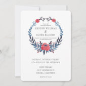 Bohoの花の水彩画の赤いバラ結婚する| 招待状 (正面)