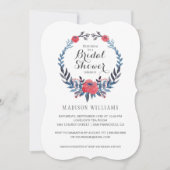 Bohoの花の水彩画の赤いバラ|のブライダルシャワー 招待状 (正面)