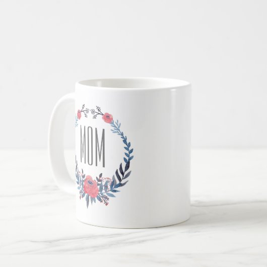 Bohoの花の水彩画の赤いバラ|の母の日 コーヒーマグカップ (正面左)