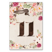 Bohoの花の素朴な結婚式のテーブル数カード11 テーブルナンバー (裏面)