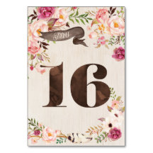 Bohoの花の素朴な結婚式のテーブル数カード16