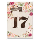 Bohoの花の素朴な結婚式のテーブル数カード17 テーブルナンバー (裏面)