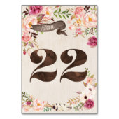 Bohoの花の素朴な結婚式のテーブル数カード22 テーブルナンバー (裏面)