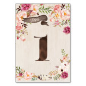 Bohoの花の素朴な結婚式のテーブル数カード テーブルナンバー (裏面)