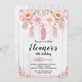 Bohoの花の素朴な誕生日の招待状 招待状 (正面/裏面)