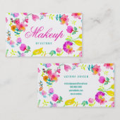 Bohoの花束の花の水彩画のメーキャップアーティスト 名刺 (正面/裏面)