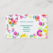 Bohoの花束の花の水彩画のメーキャップアーティスト 名刺 (裏面)