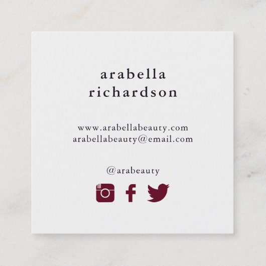 Bohoの花柄|の会合媒体アイコン スクエア名刺 (裏面)