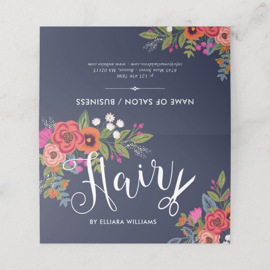 Bohoの花花束の美容師のアポイントメントカード 予約カード (外部開封)