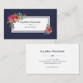 Bohoの花花束-濃紺及び白 名刺 (正面/裏面)