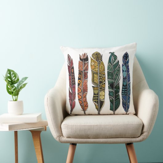 bohoの虹の羽 クッション (椅子)