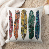 bohoの虹の羽 クッション (ブランケット)