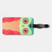 Bohoの赤い及び緑のフクロウのカスタムな荷物のラベル ラゲッジタグ (裏面横)