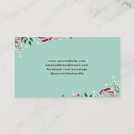 Bohoの野生の花パターン 名刺 (裏面)